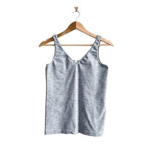 By Eloise Womens V Neckline Sleeveless Tank Tops Pull On Plain Gray Large